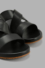 Load image into Gallery viewer, Redtag-Black-Criss-Cross-Slide-Sandal-Sandals-Senior-Boys-5 to 14 Years
