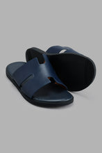 Load image into Gallery viewer, Redtag-Navy-H-Strap-Slide-Sandal-Slides-Senior-Boys-5 to 14 Years