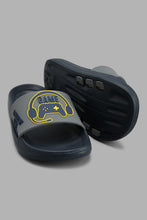 Load image into Gallery viewer, Redtag-Navy-Gamer-Print-Slide-Sliders-Senior-Boys-5 to 14 Years