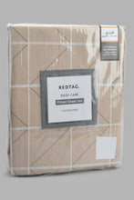 تنزيل الصورة على معرض الصور، Redtag-Beige-Check-Printed-Fitted-Sheet-(Single-Size)-Fitted-Sheets-Home-Bedroom-