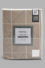 تنزيل الصورة على معرض الصور، Redtag-Beige-Check-Printed-Fitted-Sheet-(King-Size)-Fitted-Sheets-Home-Bedroom-