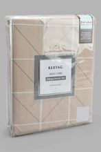 تنزيل الصورة على معرض الصور، Redtag-Beige-Check-Printed-Fitted-Sheet-(Super-King-Size)-Fitted-Sheets-Home-Bedroom-