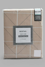 تنزيل الصورة على معرض الصور، Redtag-Beige-Check-Printed-Fitted-Sheet-(Super-King-Size)-Fitted-Sheets-Home-Bedroom-