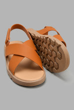 Load image into Gallery viewer, Redtag-Brown-Criss-Cross-Comfort-Sandal-Sandals-Senior-Boys-5 to 14 Years
