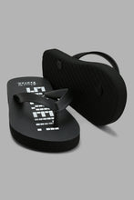Load image into Gallery viewer, Redtag-Black-Slogan-Print-Slide-Flip-Flops-Senior-Boys-5 to 14 Years
