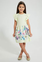 تنزيل الصورة على معرض الصور، Redtag-Yellow-Textured-Printed-Dress-Dresses-Girls-2 to 8 Years