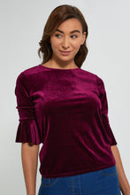 Load image into Gallery viewer, Redtag-Burgundy-Velour-Top-Tops-Women's-0
