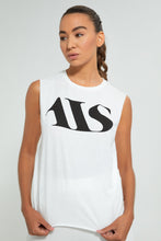 تنزيل الصورة على معرض الصور، Redtag-White-Sleeveless-Boxy-T-Shirt-With-Placement-Print-Active-Tees-Women's-0