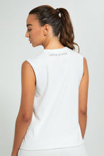 تنزيل الصورة على معرض الصور، Redtag-White-Sleeveless-Boxy-T-Shirt-With-Placement-Print-Active-Tees-Women's-0