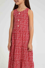 تنزيل الصورة على معرض الصور، Redtag-Red-Printed-Dress-Dresses-Girls-2 to 8 Years
