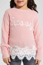 Load image into Gallery viewer, Redtag-Pink-Bottom-Hem-Lace-Pullover-Pullovers-Girls-2 to 8 Years