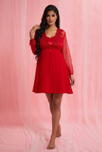 تنزيل الصورة على معرض الصور، Redtag-Red-Plain-Mesh-Chemise-And-Robe-Set-Chemises-Women's-
