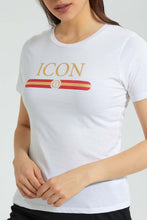 تنزيل الصورة على معرض الصور، Redtag-White-Graphic-Print-T-Shirt-Active-Tees-Women's-