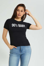 تنزيل الصورة على معرض الصور، Redtag-Black-Graphic-Print-T-Shirt-Graphic-Prints-Women's-