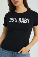 تنزيل الصورة على معرض الصور، Redtag-Black-Graphic-Print-T-Shirt-Graphic-Prints-Women's-