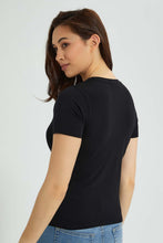 تنزيل الصورة على معرض الصور، Redtag-Black-Graphic-Print-T-Shirt-Graphic-Prints-Women's-