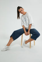 تنزيل الصورة على معرض الصور، Redtag-White-Oversized-T-Shirt-Cropped-Tops-Women's-