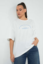 تنزيل الصورة على معرض الصور، Redtag-White-Oversized-T-Shirt-Cropped-Tops-Women's-