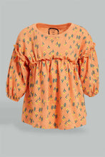 Load image into Gallery viewer, Redtag-Peach-Long-Sleeve-Printed-Jersey-Top-Blouses-Infant-Girls-3 to 24 Months