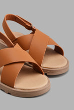 Load image into Gallery viewer, Redtag-Brown-Criss-Cross-Comfort-Sandal-Sandals-Boys-3 to 5 Years