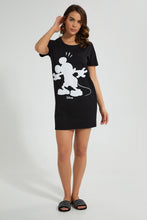 Load image into Gallery viewer, Redtag-Black-Mickey-Printed-NighT-Shirt-Nightshirts-Women's-