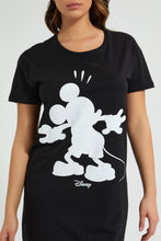 Load image into Gallery viewer, Redtag-Black-Mickey-Printed-NighT-Shirt-Nightshirts-Women's-