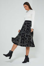 Load image into Gallery viewer, Redtag-Black-Printed-Pleated-Skirt-Celebrity-Skirts,-Colour:Black,-Filter:Women's-Clothing,-New-In,-New-In-LDC,-Non-Sale,-S22A,-Section:Women-Women's-