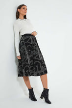 Load image into Gallery viewer, Redtag-Black-Printed-Pleated-Skirt-Celebrity-Skirts,-Colour:Black,-Filter:Women's-Clothing,-New-In,-New-In-LDC,-Non-Sale,-S22A,-Section:Women-Women's-