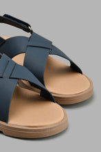 Load image into Gallery viewer, Redtag-Navy-Criss-Cross-Comfort-Sandal-Comfort-Senior-Boys-5 to 14 Years