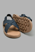 Load image into Gallery viewer, Redtag-Navy-Criss-Cross-Comfort-Sandal-Comfort-Senior-Boys-5 to 14 Years