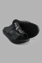 Load image into Gallery viewer, Redtag-Black-Traditional-Slide-Sandal-Sandals-Boys-3 to 5 Years
