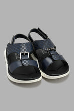 Load image into Gallery viewer, Redtag-Navy-Traditional-Slide-Sandal-With-Backstrap-Sandals-Boys-3 to 5 Years