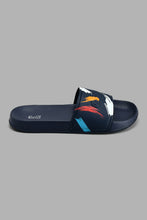 Load image into Gallery viewer, Redtag-Navy-Splash-Print-Slide-Colour:Navy,-Filter:Men's-Footwear,-Men-Flip-Flops,-New-In,-New-In-Men-FOO,-Non-Sale,-S22A,-Section:Men-Men's-