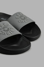 Load image into Gallery viewer, Redtag-Black-Slogan-Embossed-Slide-Colour:Black,-Filter:Men's-Footwear,-Men-Flip-Flops,-New-In,-New-In-Men-FOO,-Non-Sale,-S22A,-Section:Men-Men's-