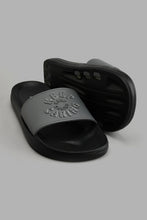 Load image into Gallery viewer, Redtag-Black-Slogan-Embossed-Slide-Colour:Black,-Filter:Men's-Footwear,-Men-Flip-Flops,-New-In,-New-In-Men-FOO,-Non-Sale,-S22A,-Section:Men-Men's-