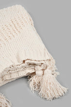 Load image into Gallery viewer, Redtag-Ivory-Knitted-Throw-With-Tassel-Throws-Home-Bedroom-