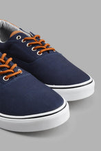 Load image into Gallery viewer, Redtag-Navy-Canvas-Plimsoll-Plimsolls-Men's-