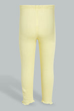 تنزيل الصورة على معرض الصور، Redtag-Yellow-Solid-Ribbed-Legging-Leggings-Infant-Girls-3 to 24 Months