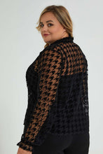 Load image into Gallery viewer, Redtag-Black-Allover-Flocked-Blouse-Colour:Black,-Filter:Plus-Size,-LDP-Blouses,-New-In,-New-In-LDP,-Non-Sale,-S22A,-Section:Women-Women's-