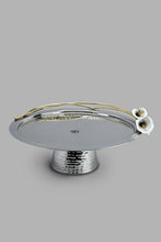 Load image into Gallery viewer, Redtag-Silver-Hammered-Cake-Stand-With-Gold-Brass-Decorations-Trays-Home-Dining-