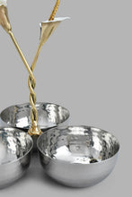 Load image into Gallery viewer, Redtag-Silver-Hammered-3-Section-Bowl-With-Gold-Brass-Decorations-Serving-Dish-Home-Dining-