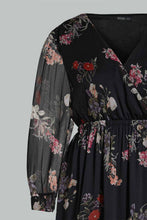 تنزيل الصورة على معرض الصور، Redtag-Black-Floral-Print-Wrap-Midi-Dresses-Women's-