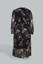 تنزيل الصورة على معرض الصور، Redtag-Black-Floral-Print-Wrap-Midi-Dresses-Women's-