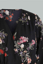 تنزيل الصورة على معرض الصور، Redtag-Black-Floral-Print-Wrap-Top-Blouses-Women's-