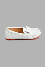 Load image into Gallery viewer, Redtag-White-Bow-Trim-Moccasin-Colour:White,-Filter:Girls-Footwear-(3-to-5-Yrs),-GIR-Casual-Shoes,-New-In,-New-In-GIR-FOO,-Non-Sale,-S22B,-Section:Kidswear-Girls-3 to 5 Years