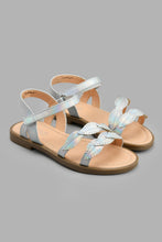 Load image into Gallery viewer, Redtag-Silver-Leaves-Embellished-Sandal-Casual-Sandals-Girls-3 to 5 Years