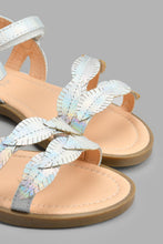 Load image into Gallery viewer, Redtag-Silver-Leaves-Embellished-Sandal-Casual-Sandals-Girls-3 to 5 Years