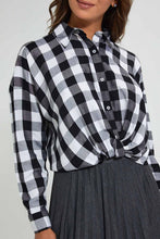 Load image into Gallery viewer, Redtag-Black-White-Check-Shirt-Blouses-Women's-0