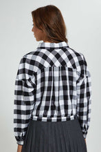 Load image into Gallery viewer, Redtag-Black-White-Check-Shirt-Blouses-Women's-0