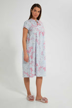 تنزيل الصورة على معرض الصور، Redtag-Pale-Blue-Floral-Printed-Nightgown-Nightgowns-Women's-